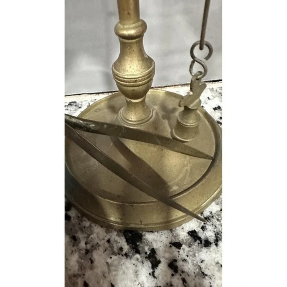 Vintage Brass Lucerna Oil Lamp 3 Wick Italian‎ Style with Hanging Tools 19 Inch